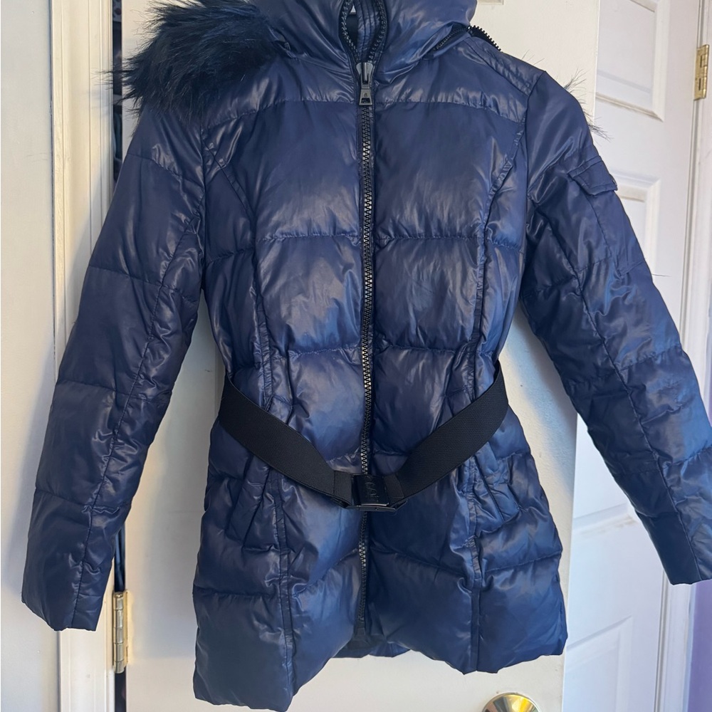 Kids Navy Puffer Coat with Belt S13 New York